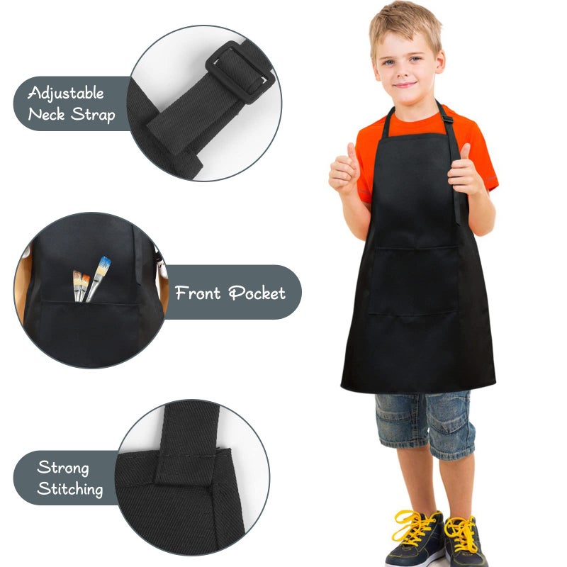 SINLAND Kids Apron with Pocket 2 Pack Adjustable Children Chef Apron for Cooking Baking Painting (M: 6-12 Years)â€¦ - Image 4